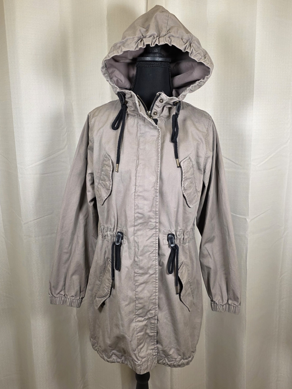 Day to Day Blu Pepper Taupe Utility Anorak Jacket Small - Picture 2 of 14